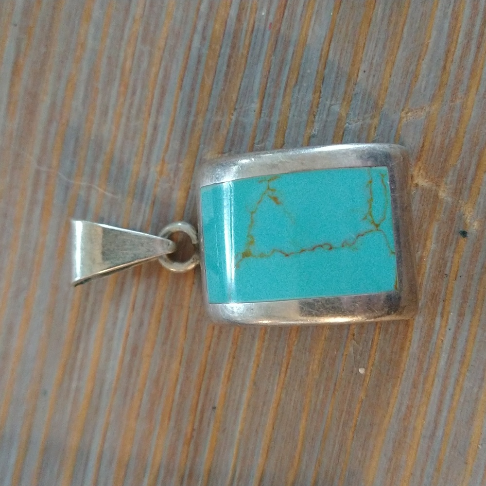 Handcrafted estate turquoise and 925 sterling pendant